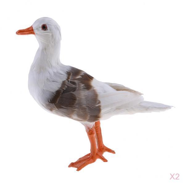 2Pc Simulated Seagull Artificial Bird Vivid Garden Home Decor Props Ornament