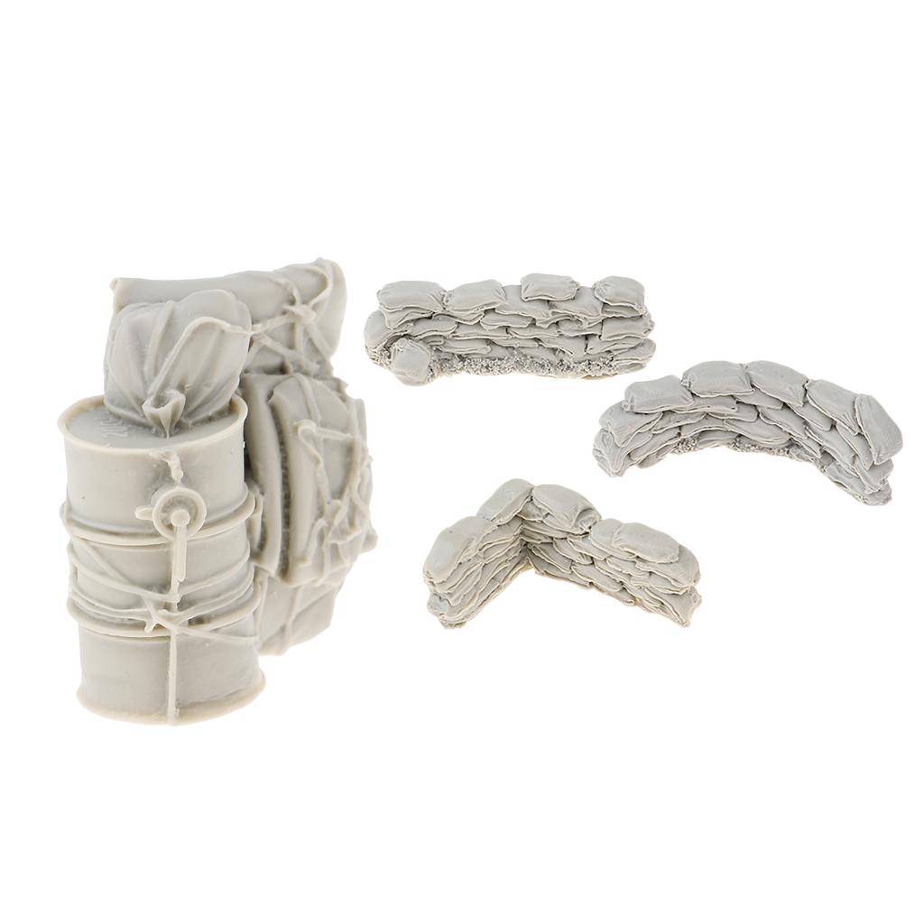 1/35 Resin Soldier Scenario Accessory Sandbag Wall&Oil Drum Canvas Bag Model