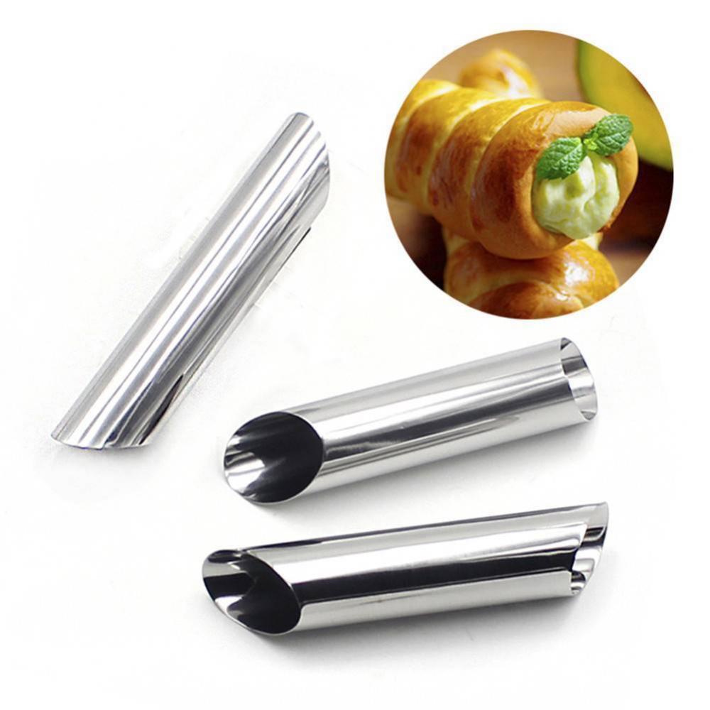 3 pcs Stainless Spiral Tube Anode Baked Croissants DIY Horn Baking Cake Mold