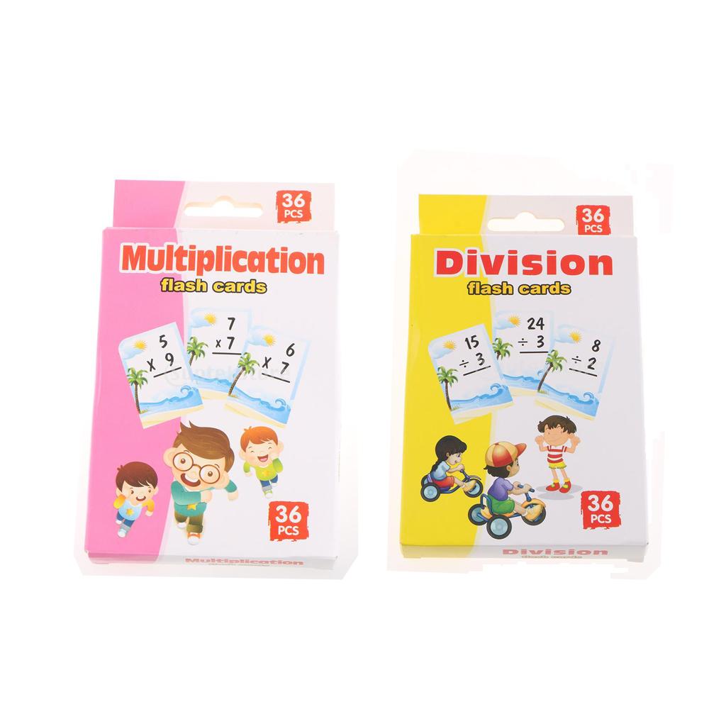 72 Pieces Kid Learning Math Flash Cards Multiplication and Division