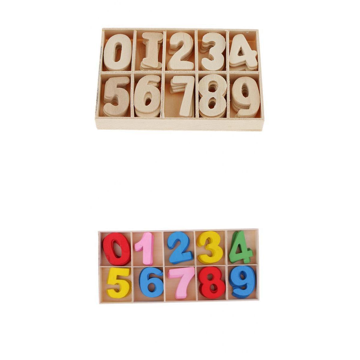 120 Pieces Wooden Number - Craft Numbers with Storage Tray Kids Learning Toy