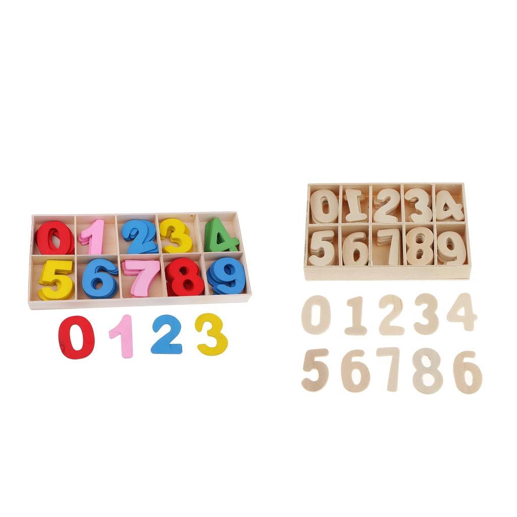 120 Pieces Wooden Number - Craft Numbers with Storage Tray Kids Learning Toy
