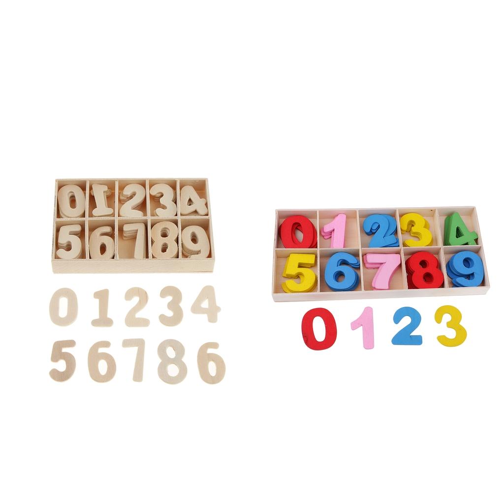 120 Pieces Wooden Number - Craft Numbers with Storage Tray Kids Learning Toy
