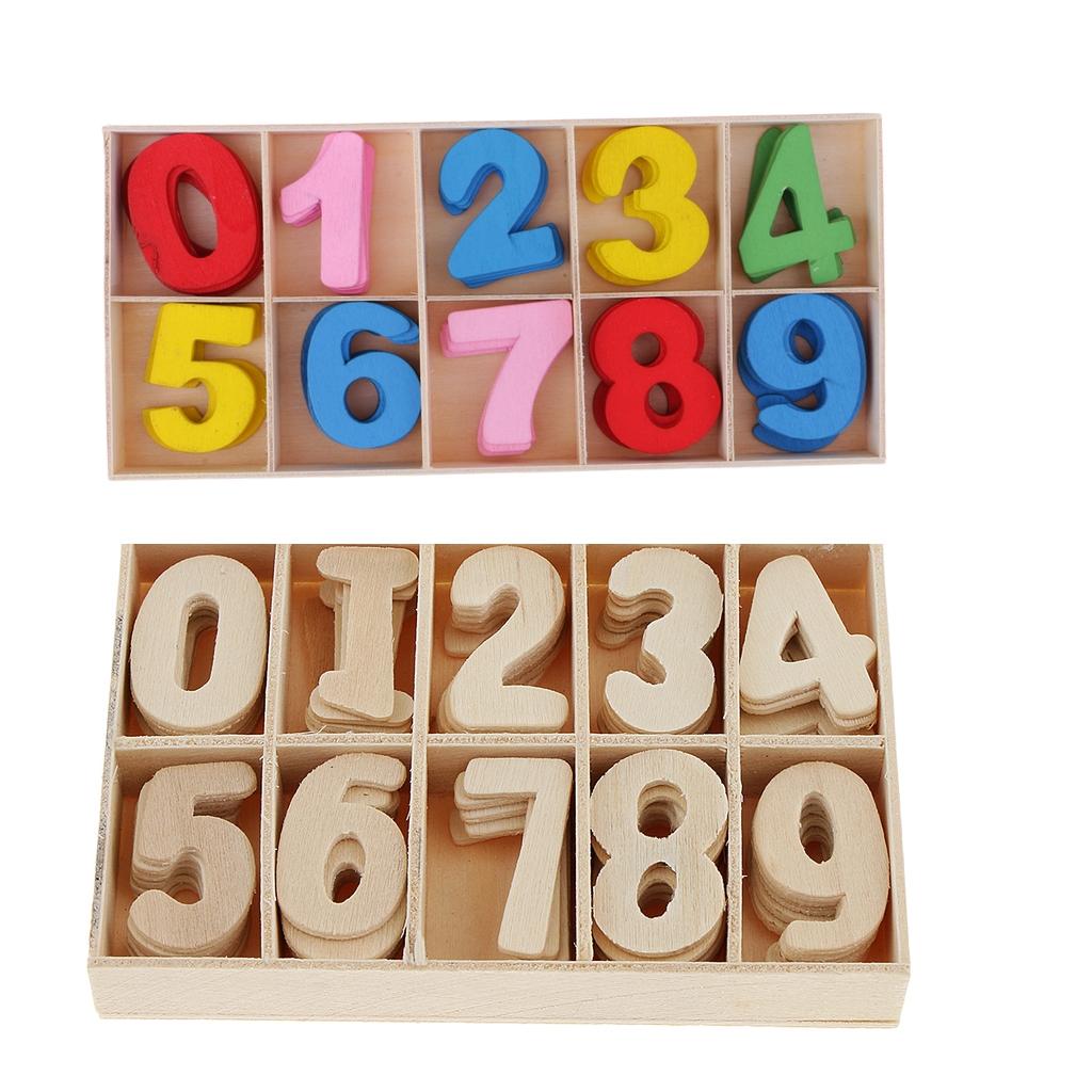 120 Pieces Wooden Number - Craft Numbers with Storage Tray Kids Learning Toy