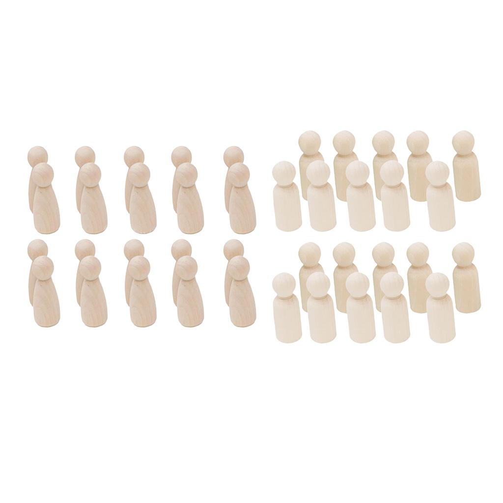 40 Pieces/Set Male Female Wooden Peg Dolls DIY Art Craft Wedding Cake Topper