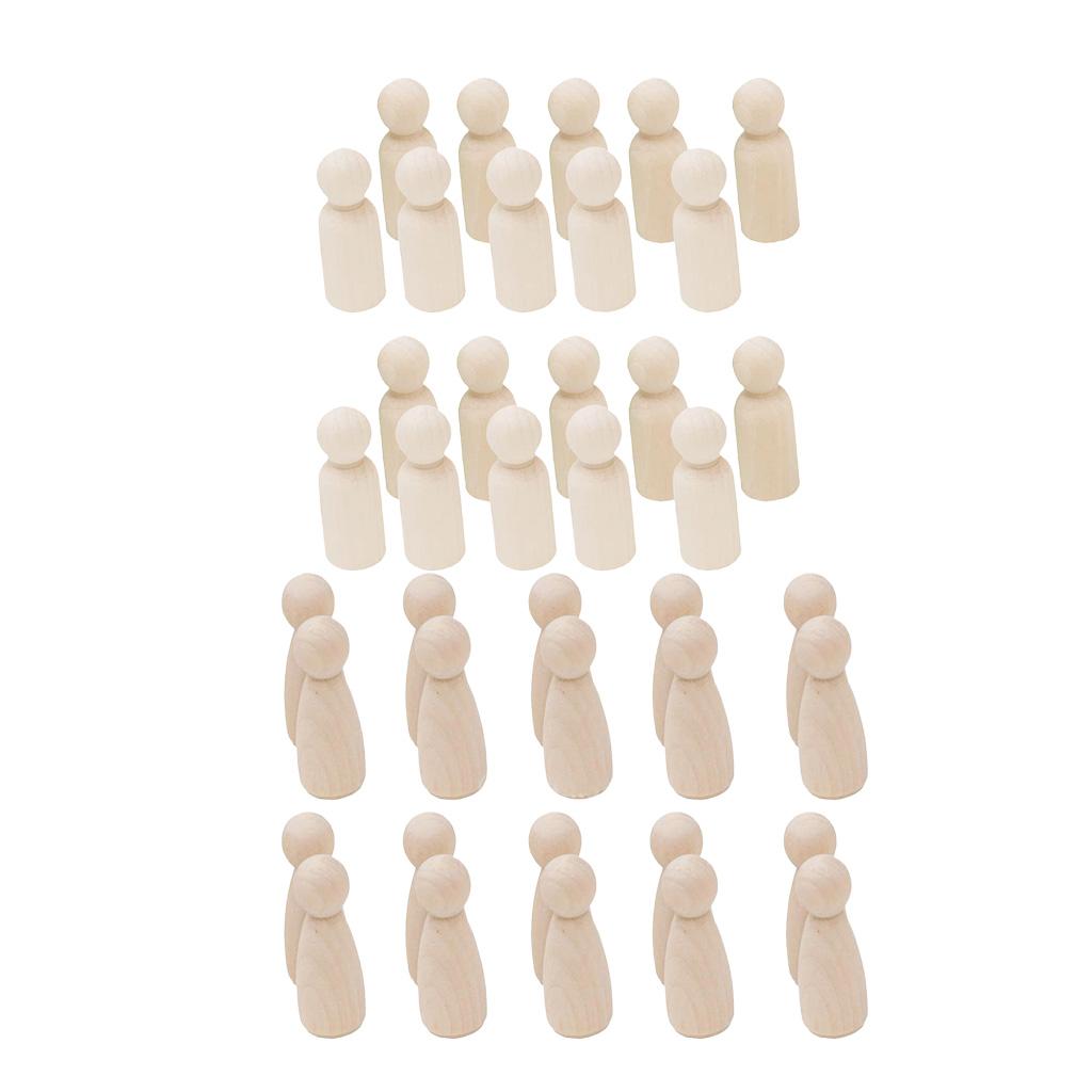 40 Pieces/Set Male Female Wooden Peg Dolls DIY Art Craft Wedding Cake Topper
