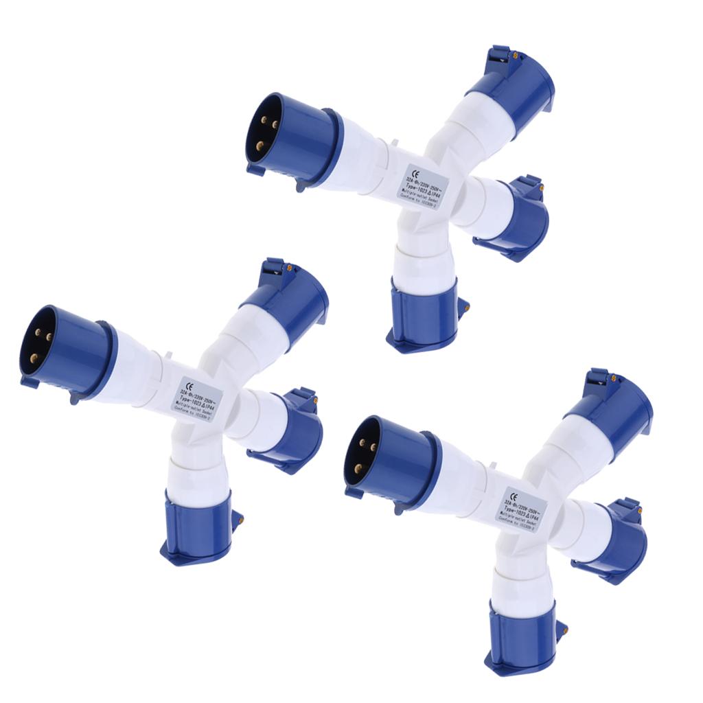 3pcs 220V 32A 3Pin Industrial Site Plug Socket Weatherproof Building 2P+E
