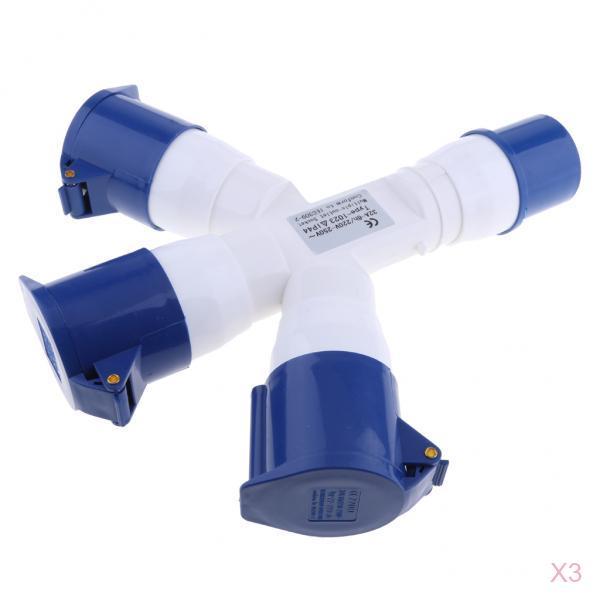 3pcs 220V 32A 3Pin Industrial Site Plug Socket Weatherproof Building 2P+E