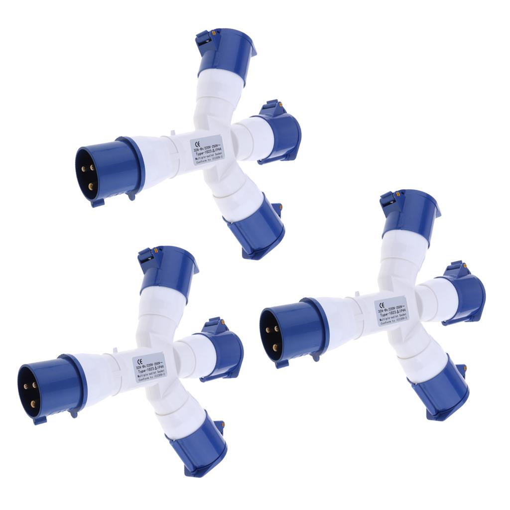 3pcs 220V 32A 3Pin Industrial Site Plug Socket Weatherproof Building 2P+E