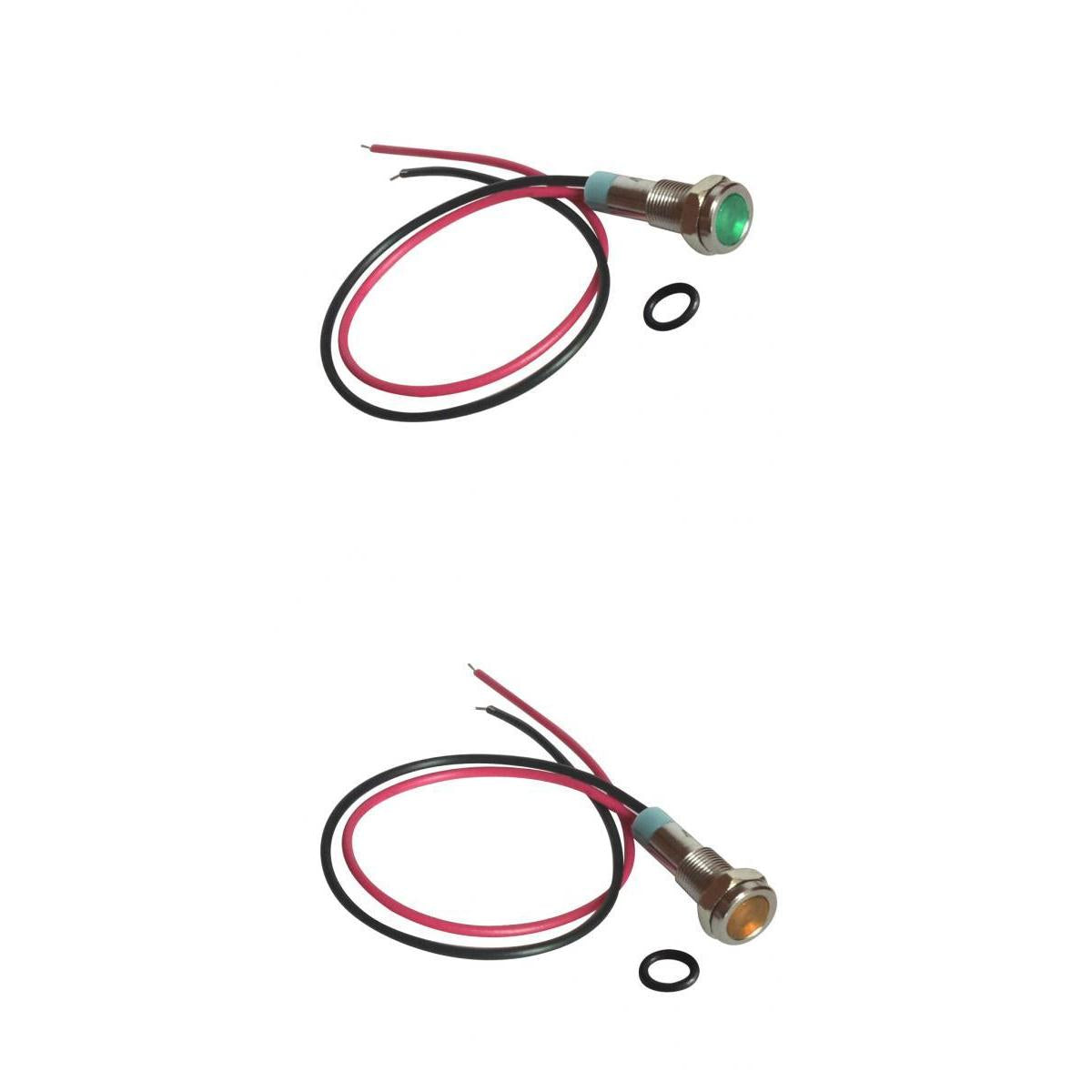 2Pcs 6mm LED Metal Indicator Light Waterproof Signal Pilot Dash Lamp 6V
