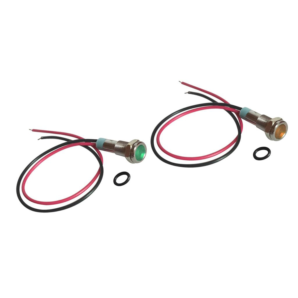 2Pcs 6mm LED Metal Indicator Light Waterproof Signal Pilot Dash Lamp 6V