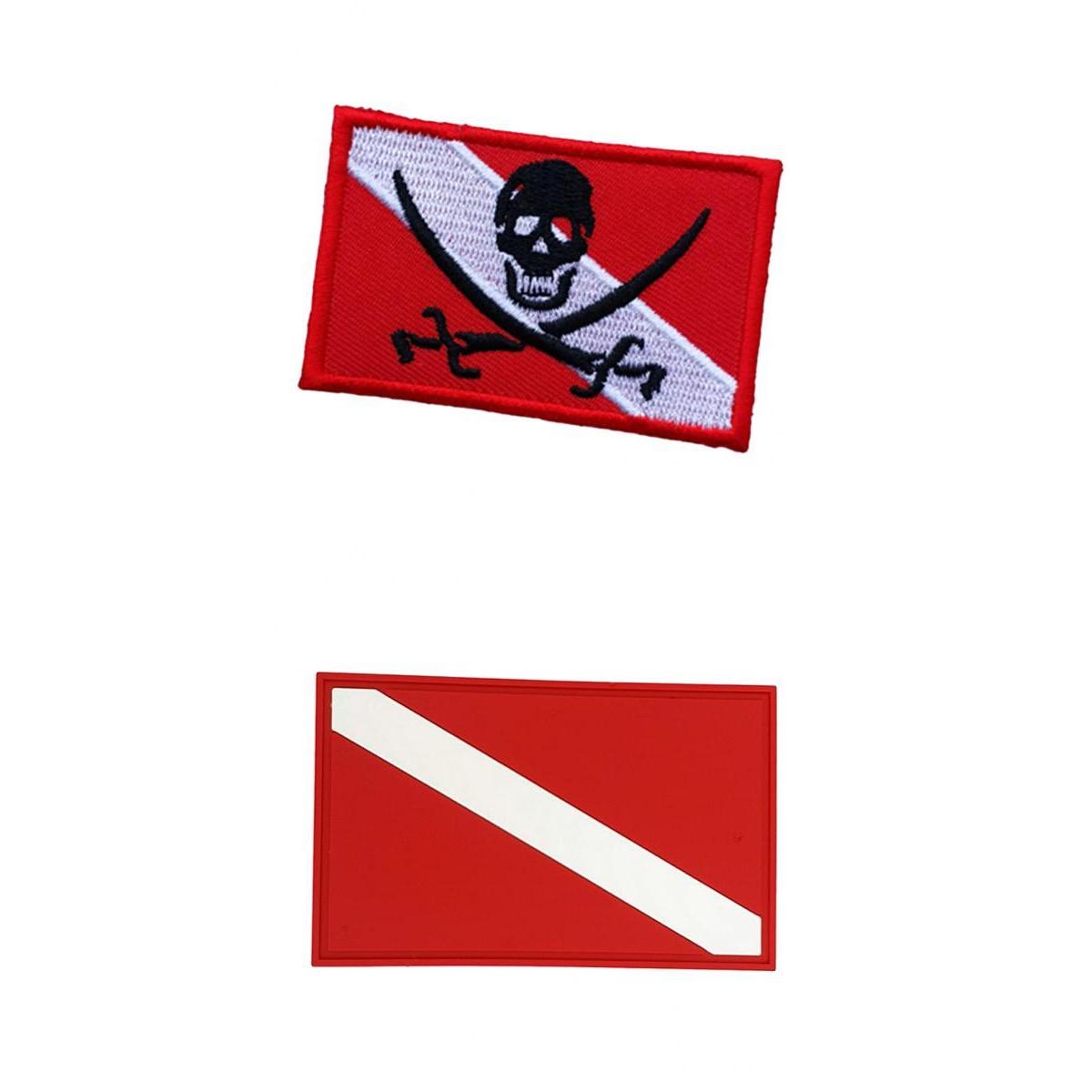 2 Pieces Scuba Diving Dive Diver Down Flag Patch Badge for Backpack Gear Bag