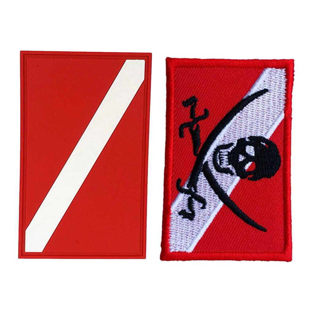 2 Pieces Scuba Diving Dive Diver Down Flag Patch Badge for Backpack Gear Bag
