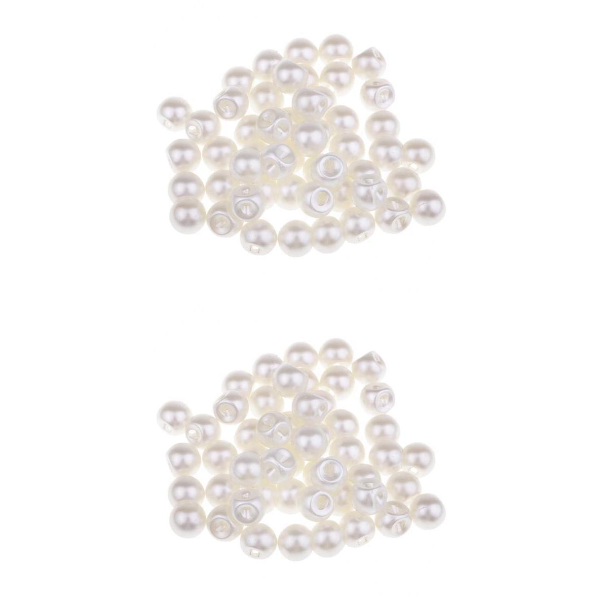 100Pcs Plastic Round Pearl Sewing Buttons Clothes Accessories 10mm 12mm