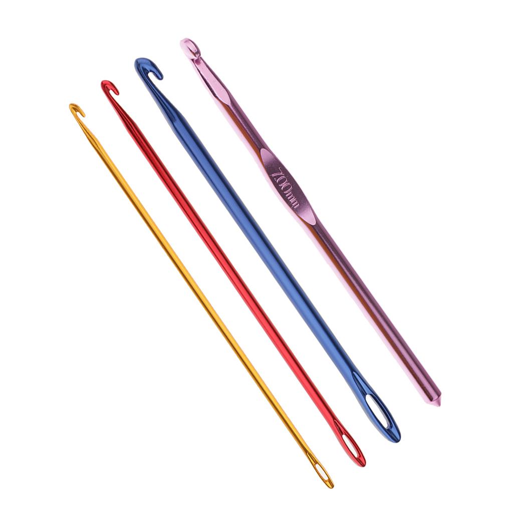 4Pcs Afghan Crochet Hook Knitting Needle Hand Knit Tool With Hole 4 Sizes