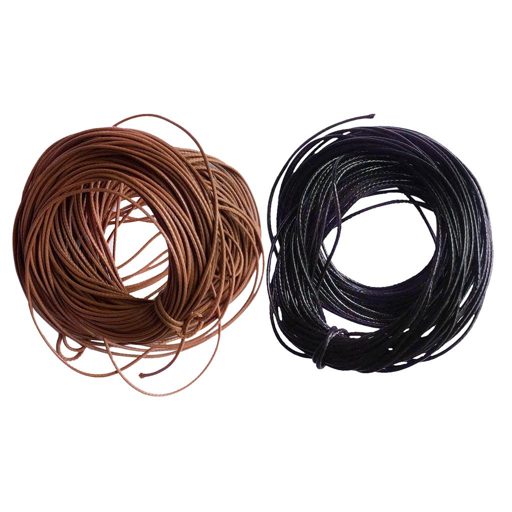 2 Pieces 10 Meters Waxed Nylon Cord Jewelry Making Cord 1mm Black Coffee