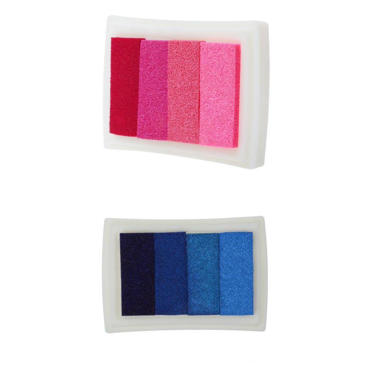 2 Pieces Rubber Stamps Craft Ink Pad for Paper Fabric Card Making Pink Blue