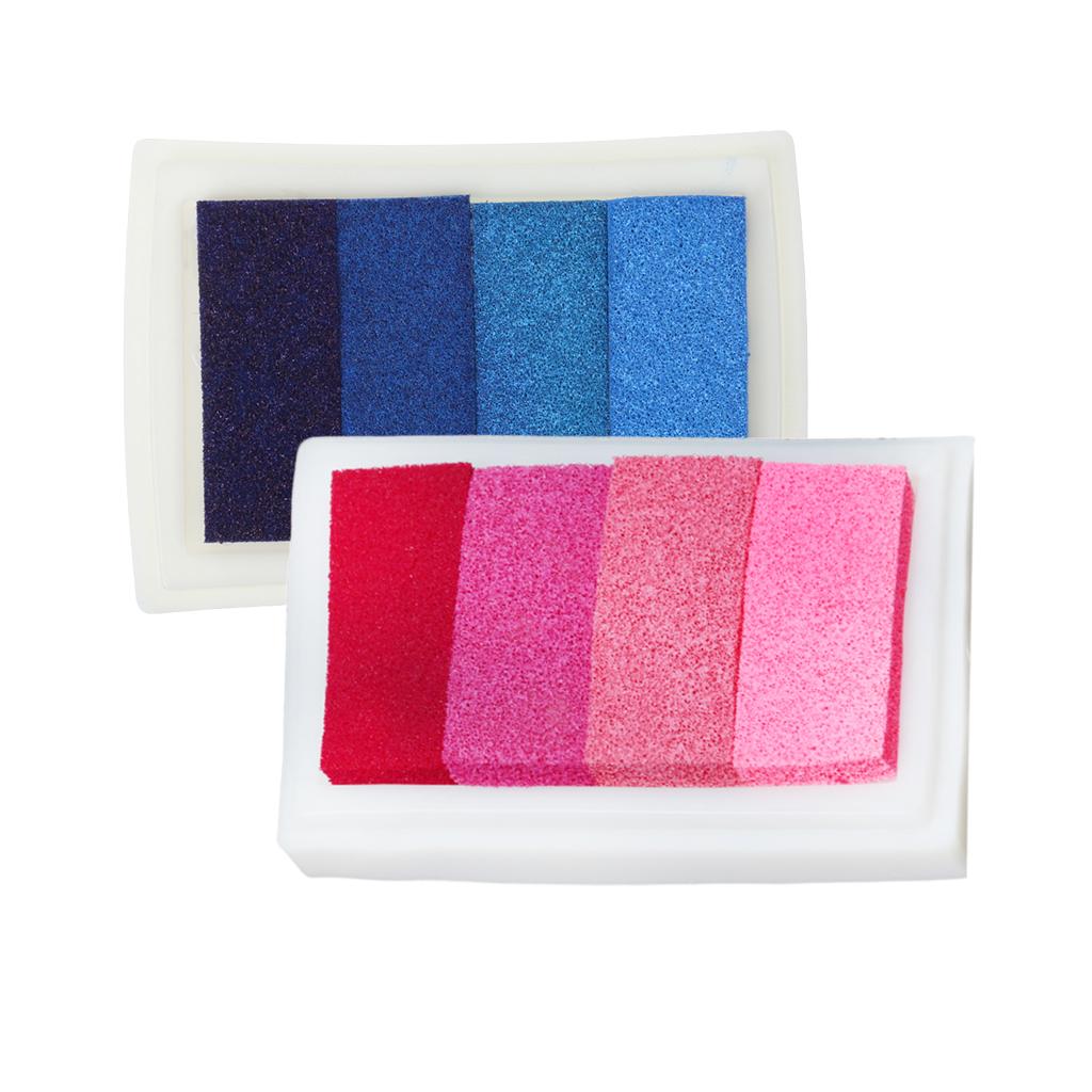 2 Pieces Rubber Stamps Craft Ink Pad for Paper Fabric Card Making Pink Blue