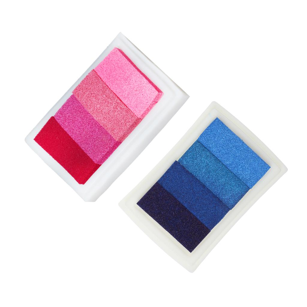 2 Pieces Rubber Stamps Craft Ink Pad for Paper Fabric Card Making Pink Blue