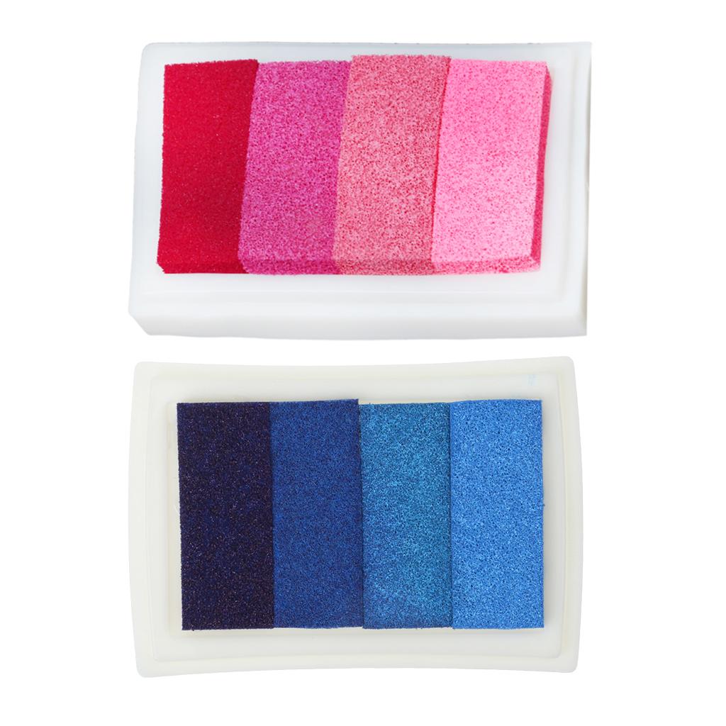 2 Pieces Rubber Stamps Craft Ink Pad for Paper Fabric Card Making Pink Blue