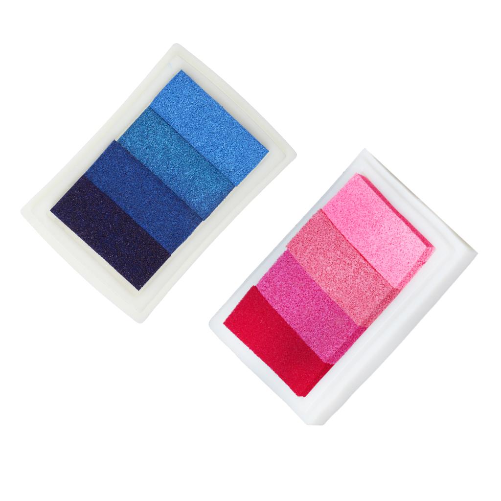 2 Pieces Rubber Stamps Craft Ink Pad for Paper Fabric Card Making Pink Blue