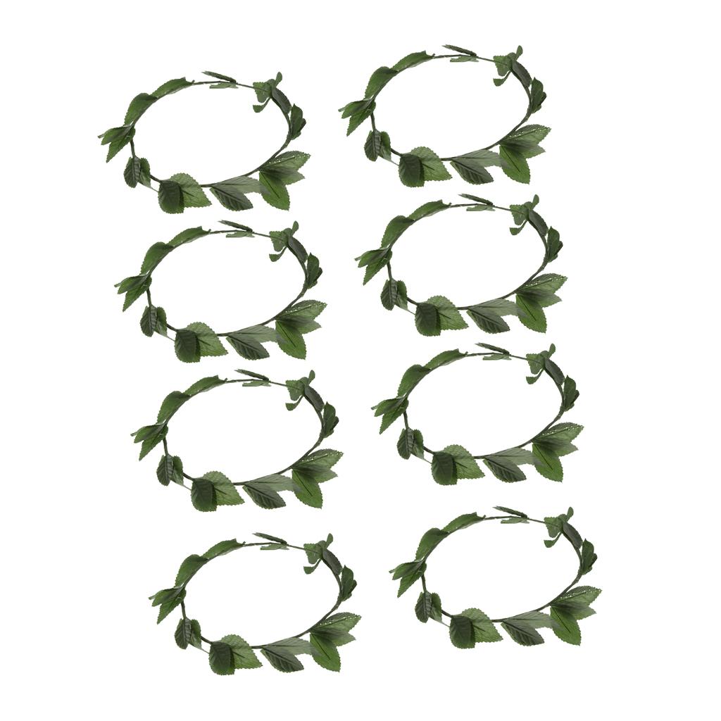 8 Pieces Green Leaves Roman Greek Goddess Laurel Wreath Fancy Dress Headband