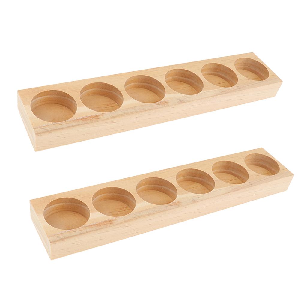 2 Pieces Wood Essential Oil Displaying Storage Rack Hold 6pcs 15ml Bottles