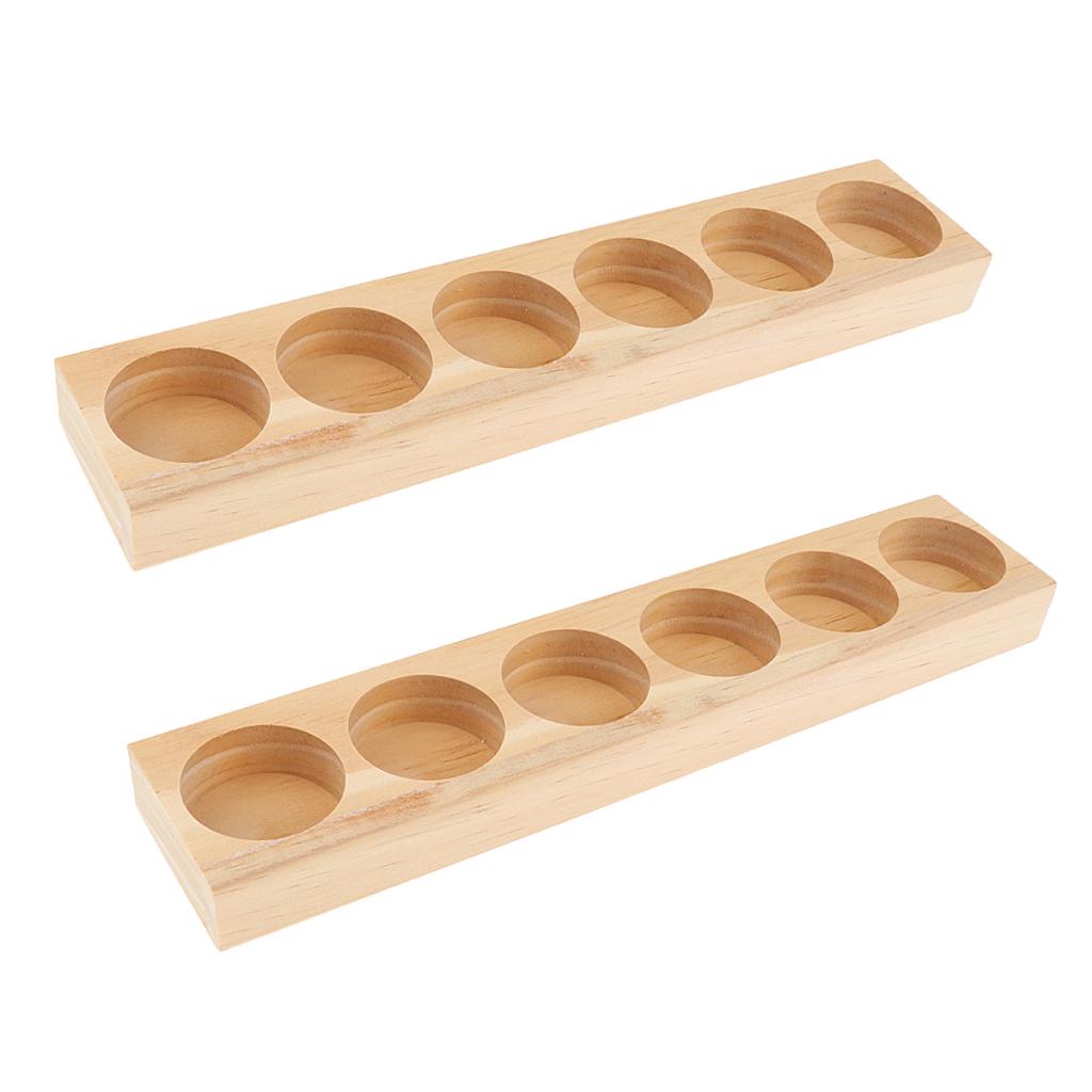 2 Pieces Wood Essential Oil Displaying Storage Rack Hold 6pcs 15ml Bottles