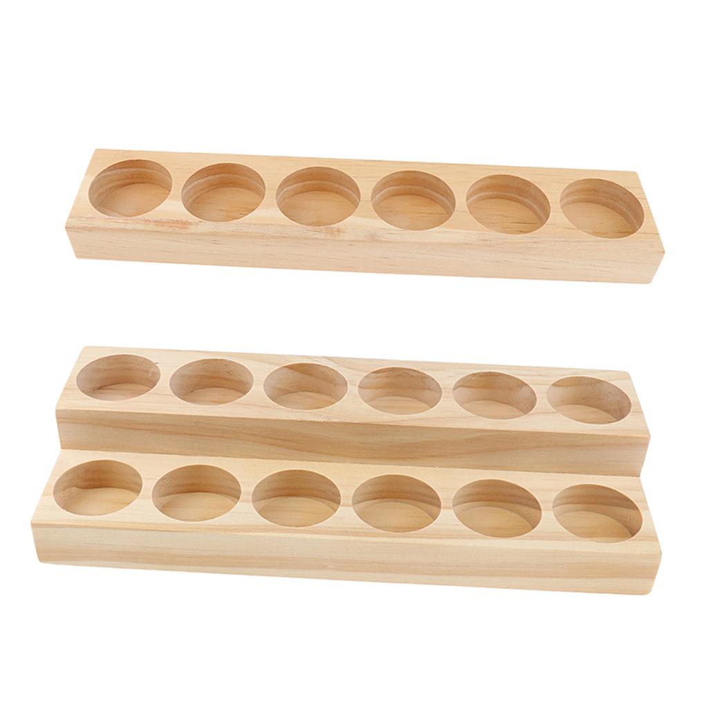 2 Pieces Wood Essential Oil Displaying Storage Rack Holders for 15ml Bottles