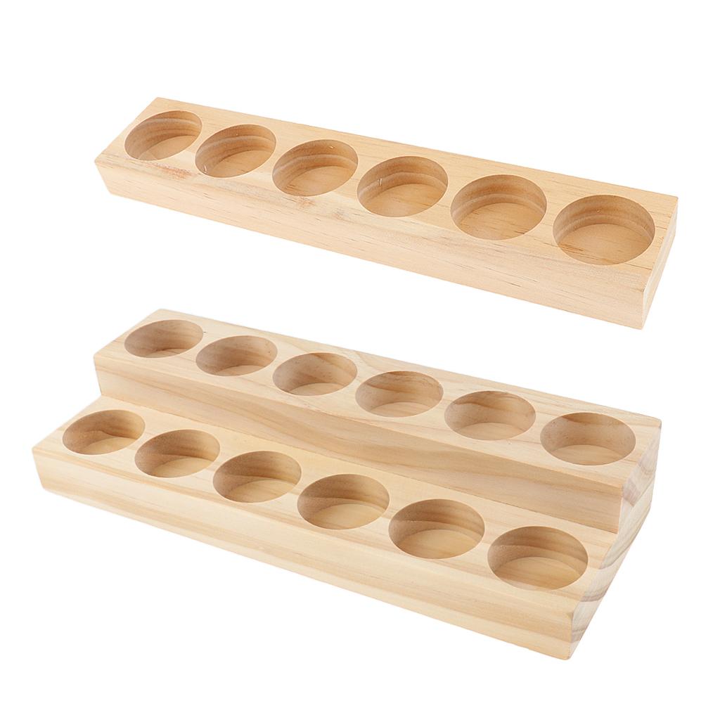 2 Pieces Wood Essential Oil Displaying Storage Rack Holders for 15ml Bottles