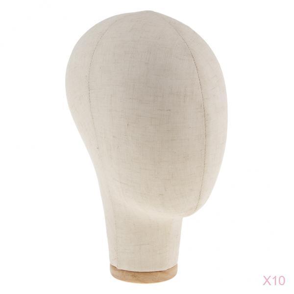 10pcs Mannequin Canvas Block Head Wig Hat Display With Mount Hole 21 Beige"