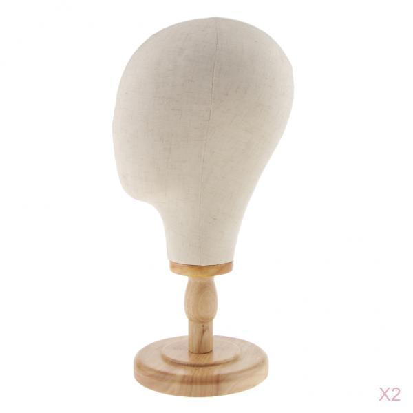 2x 21 Canvas Block Mannequin Head Wig Hat Making Glasses Holder with Stand"
