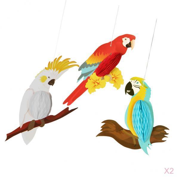 6 Pieces Rainbow Hanging Room Parrots Decor Kids Tropical Party Wall Bird