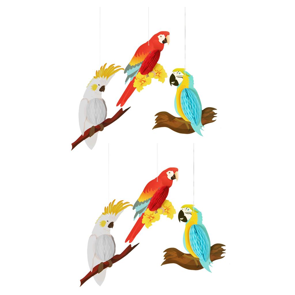6 Pieces Rainbow Hanging Room Parrots Decor Kids Tropical Party Wall Bird