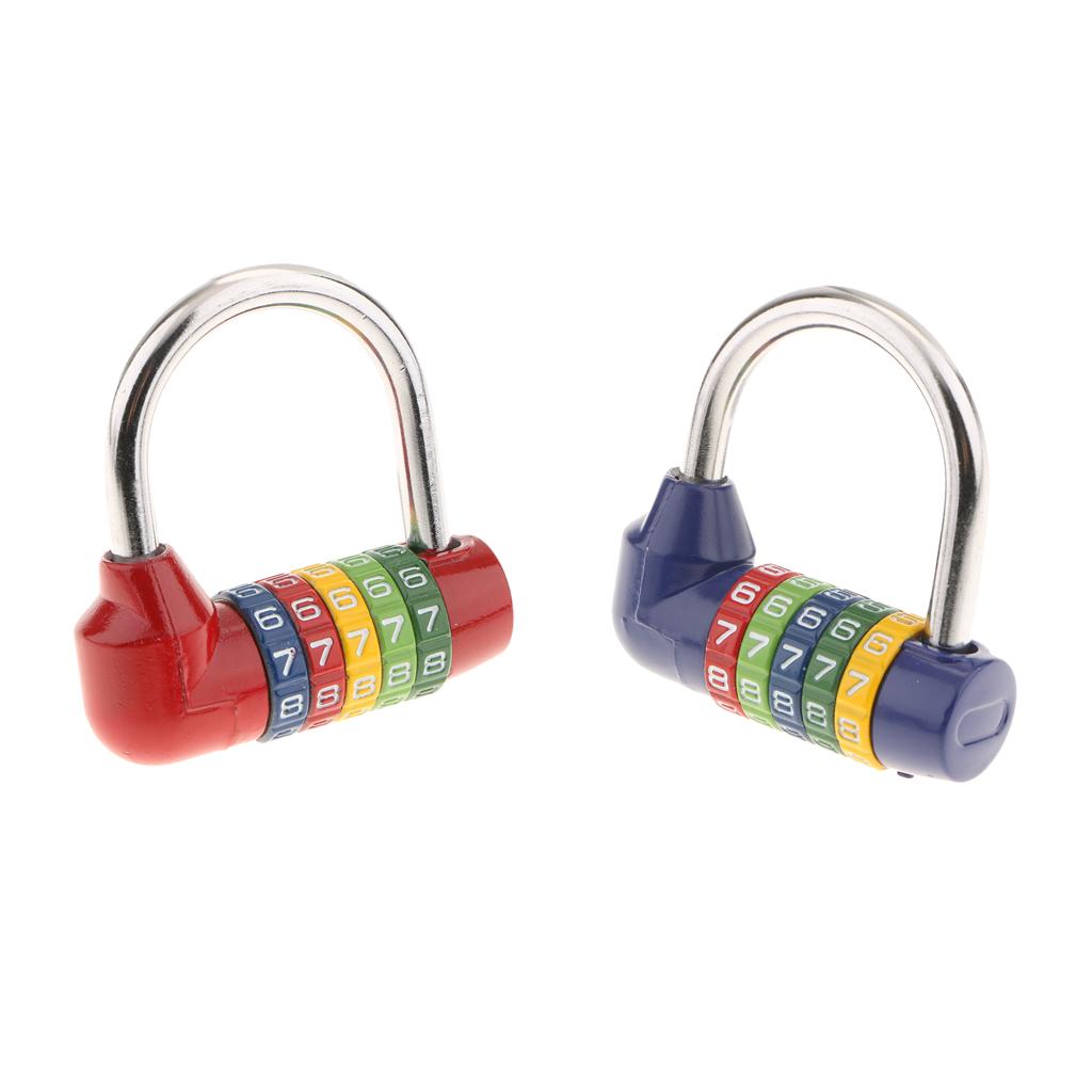 2 Pack Digital Combination Lock Resettable Padlock for Suitcases Blue+Red