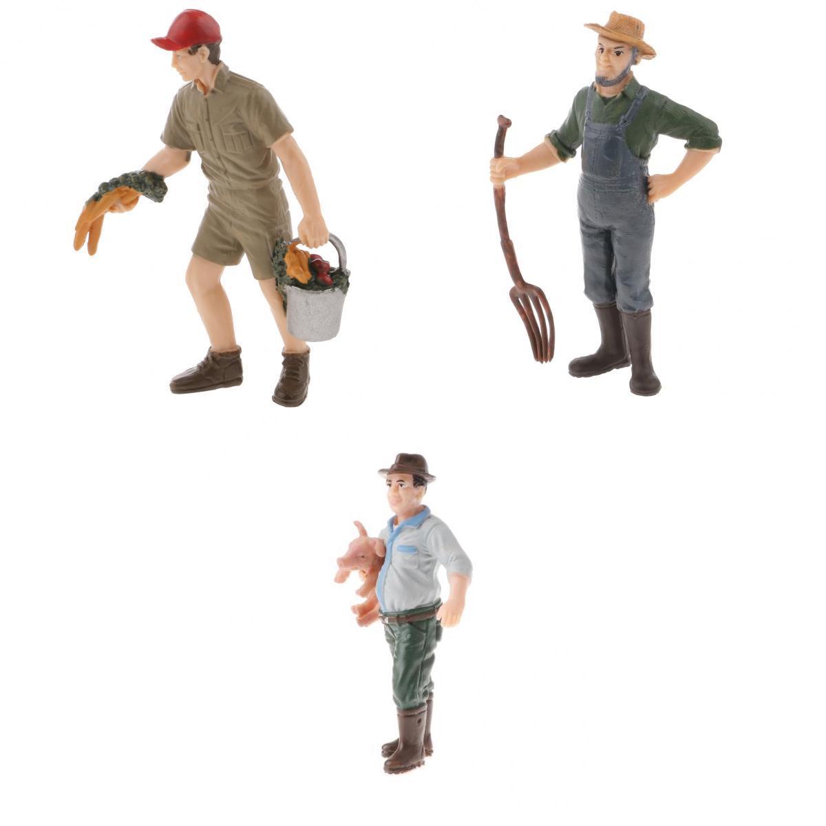 3 Pieces Simulation Farmer Model Action Figures Kids Toy Collections Gift