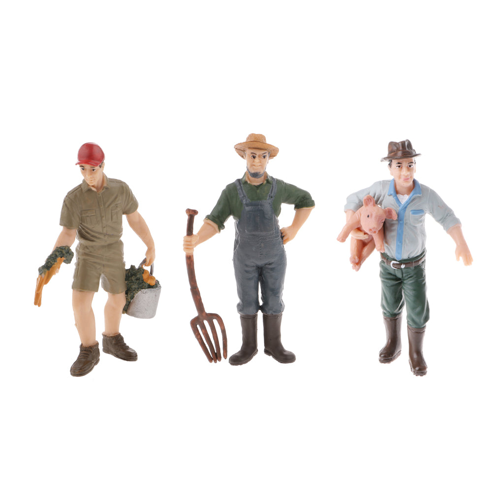 3 Pieces Simulation Farmer Model Action Figures Kids Toy Collections Gift
