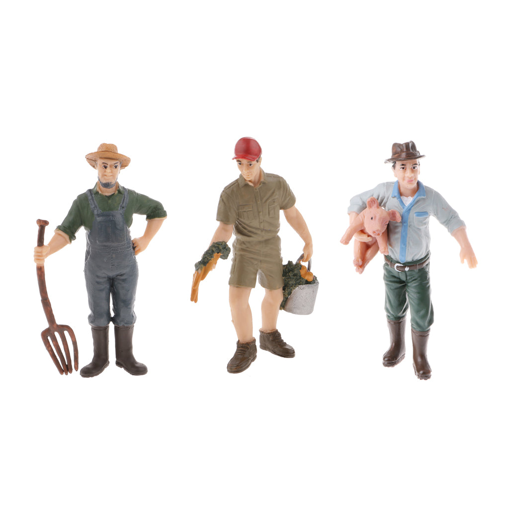 3 Pieces Simulation Farmer Model Action Figures Kids Toy Collections Gift