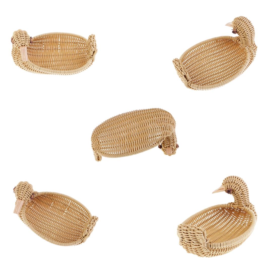 5Pcs Imitation Rattan Plastic Bread Basket Weaving Storage Duck Type Basket