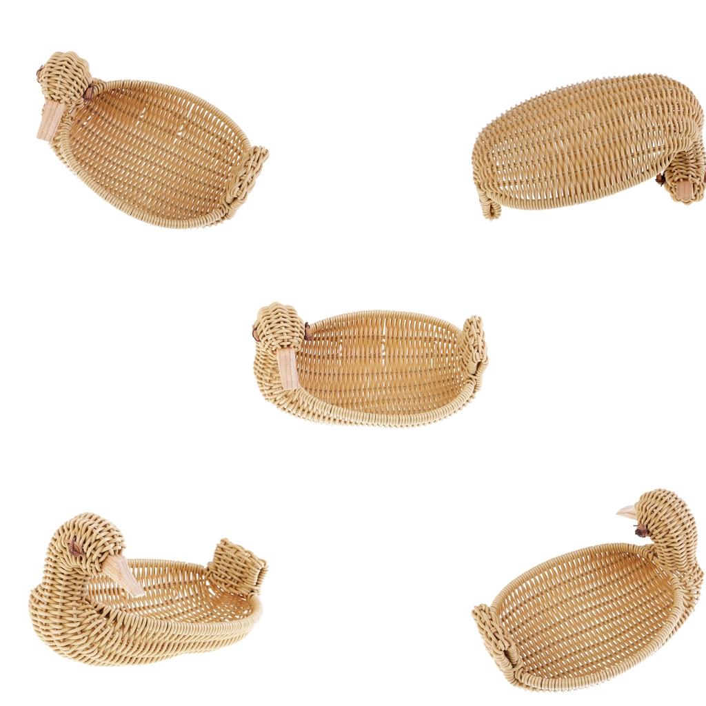 5Pcs Imitation Rattan Plastic Bread Basket Weaving Storage Duck Type Basket