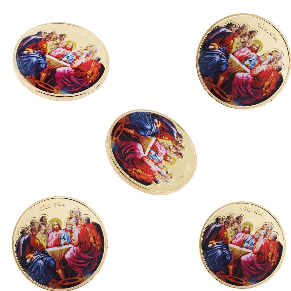 5x Christian Jesus Metal Medal Commemorative Coin Toys Badge Crafts for Gift