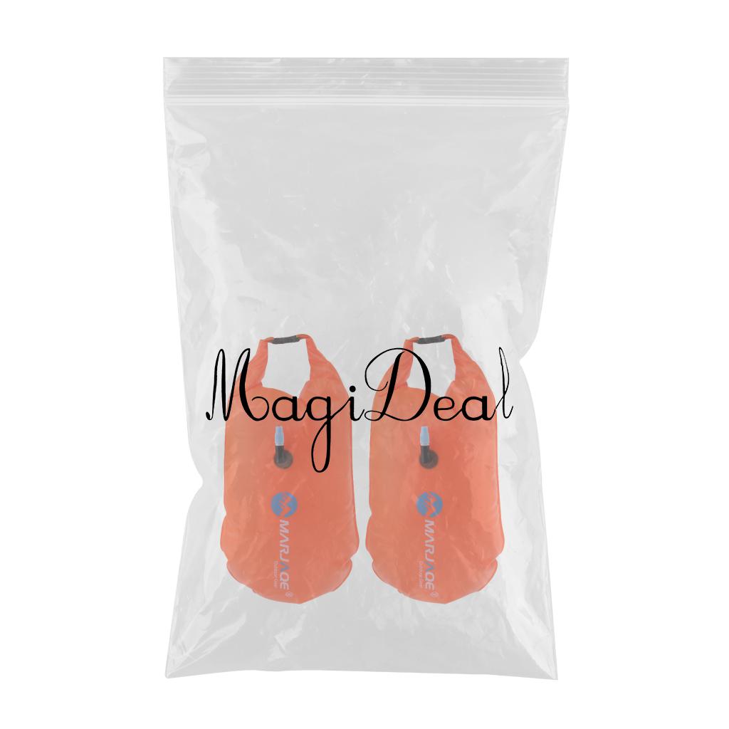 2 Pieces High Visibility Inflatable Dry Bag Open Water Swim Safety Float