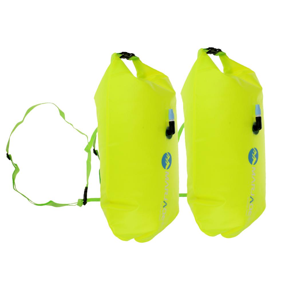 2 Pieces High Visibility Inflatable Dry Bag Swimming Snorkeling Safety Float