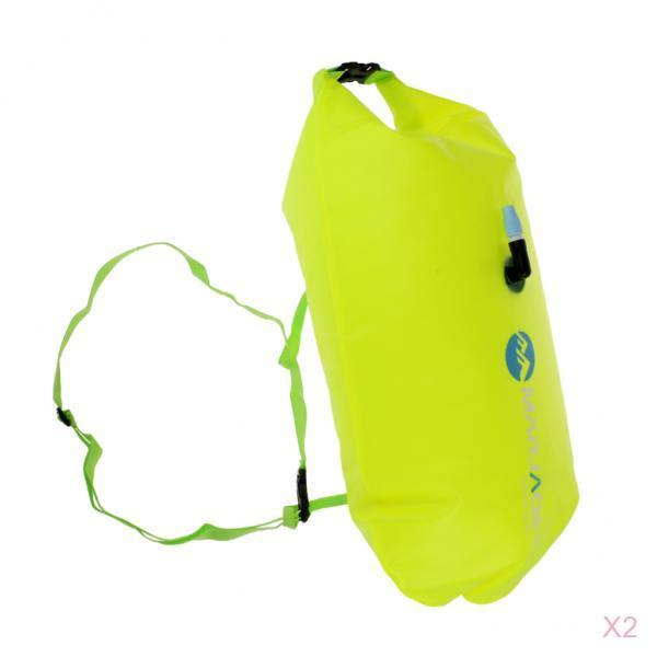 2 Pieces High Visibility Inflatable Dry Bag Swimming Snorkeling Safety Float