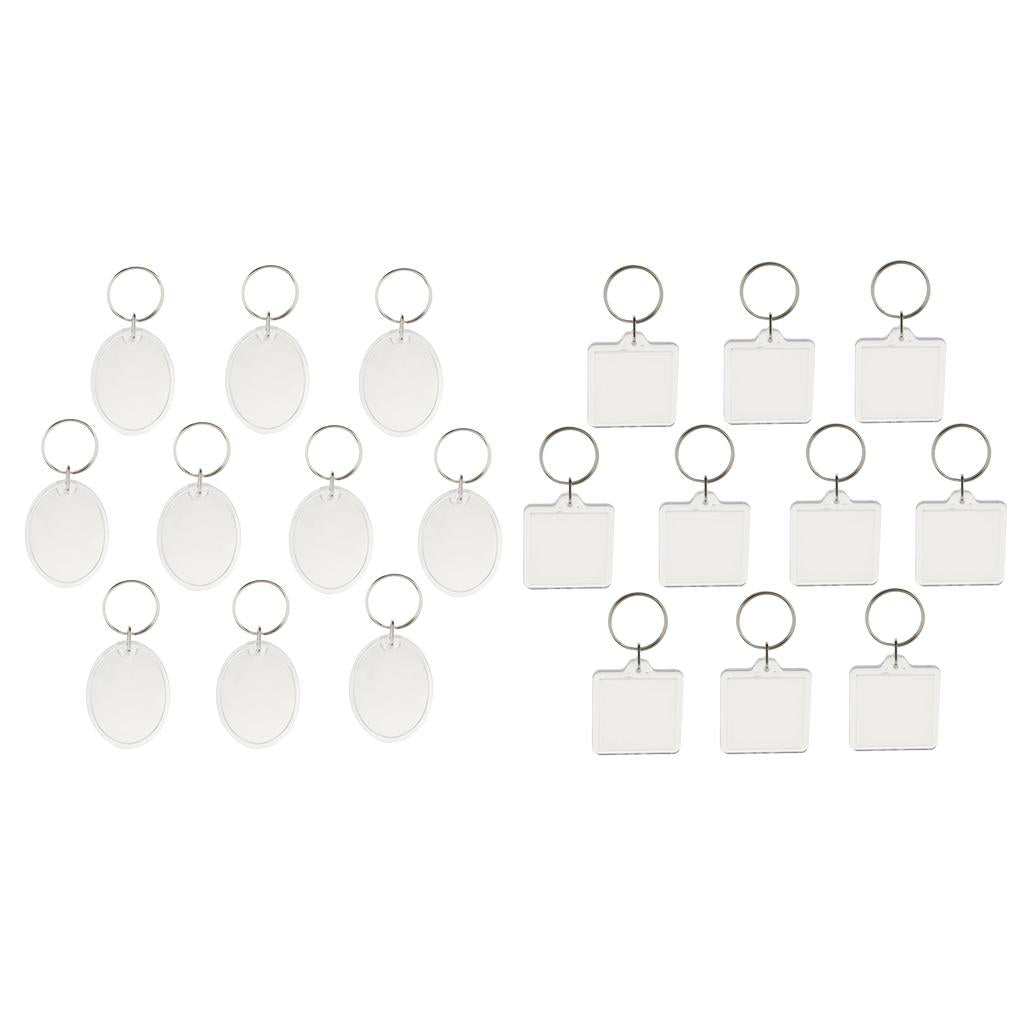 10Pcs Acrylic Oval/Square Shape Empty Photo Frame Keyring Women Keychain DIY