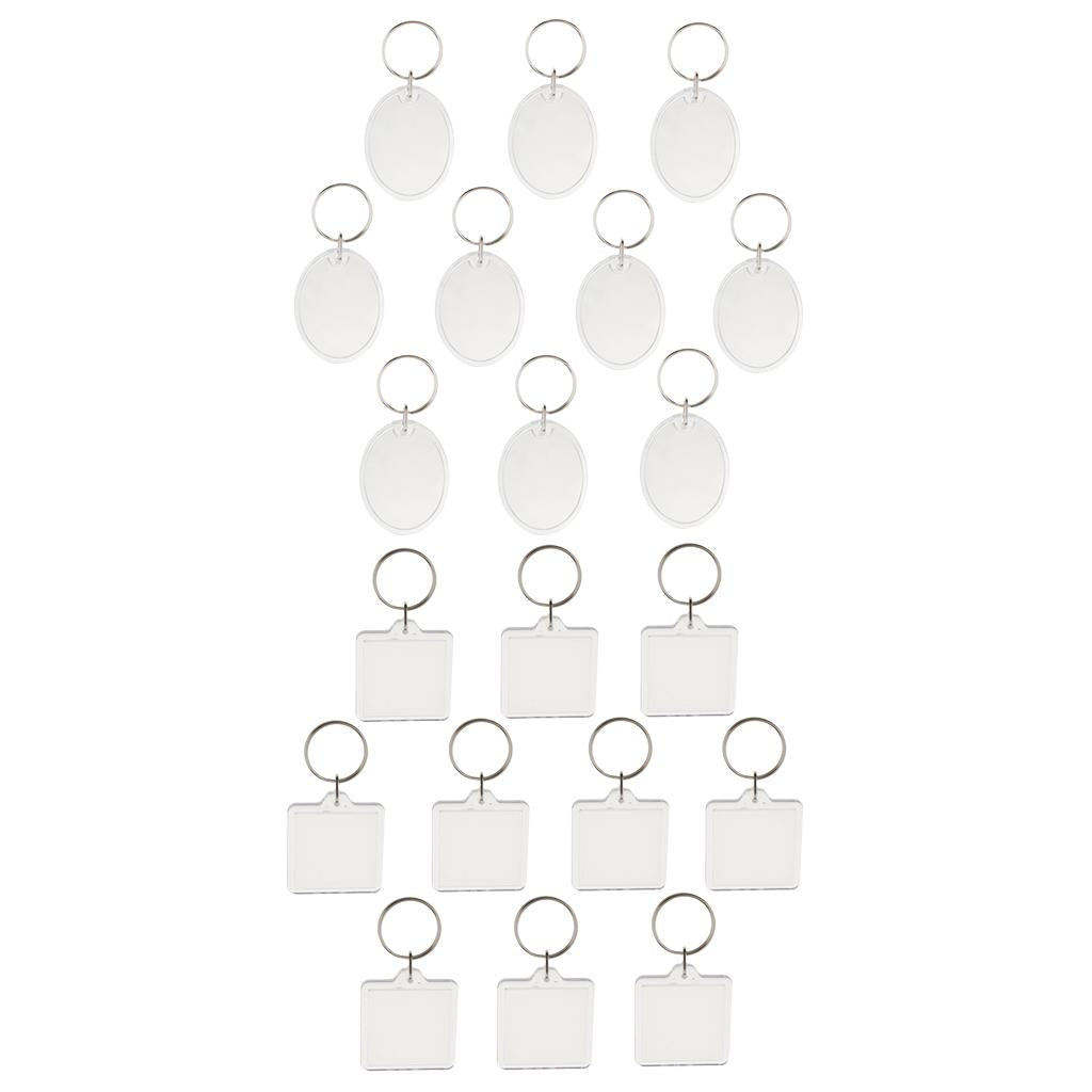 10Pcs Acrylic Oval/Square Shape Empty Photo Frame Keyring Women Keychain DIY
