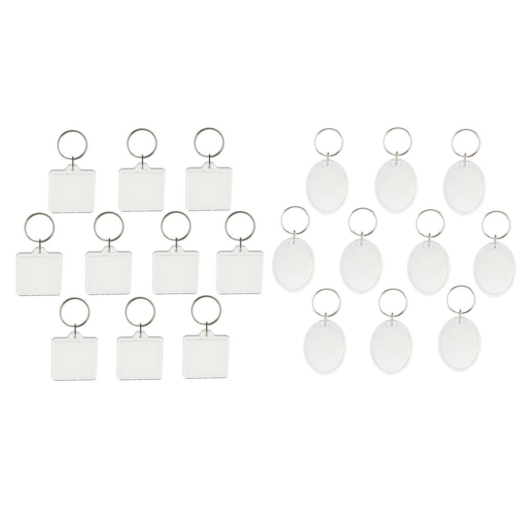 10Pcs Acrylic Oval/Square Shape Empty Photo Frame Keyring Women Keychain DIY