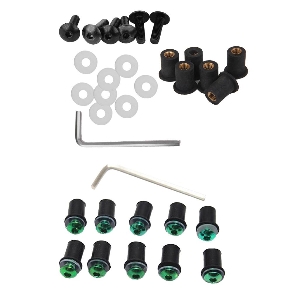 4mm + 5mm Fairing Windscreen Screw Bolt Windshield Mounting Nuts Kit Green
