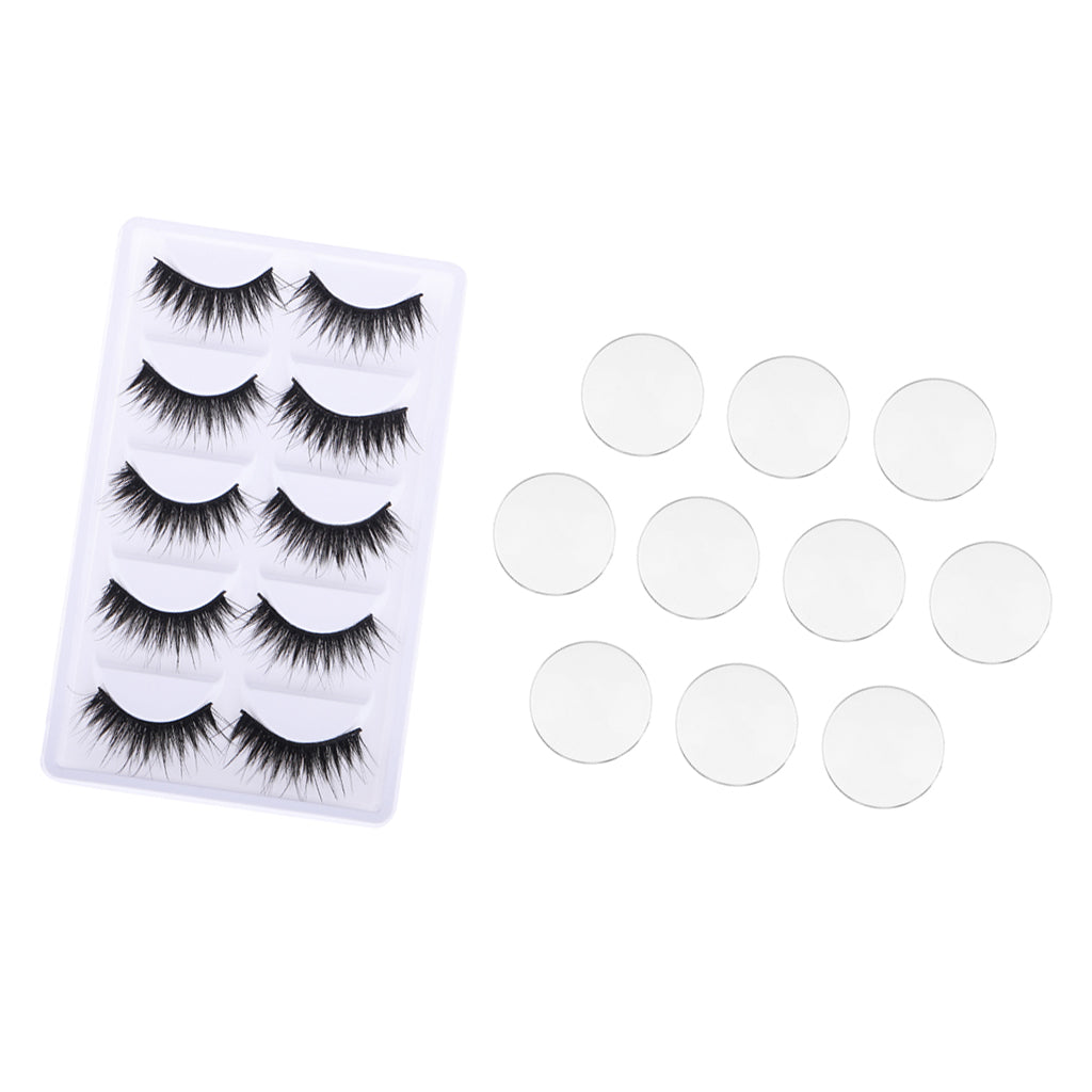 5 Pairs Fake Eyelashes And 5 Pairs Clear Flat Glass Eyeball For 1/6 Blythe