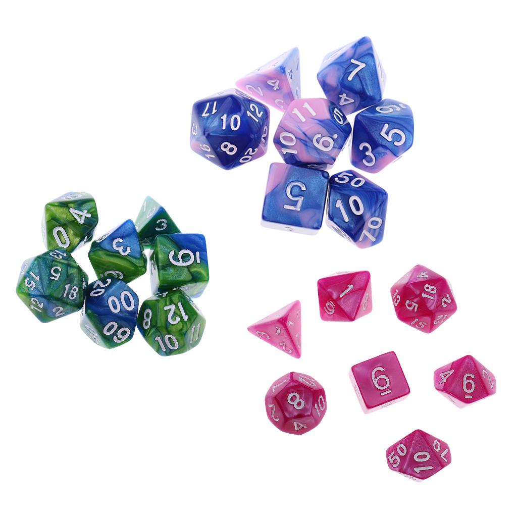 14 Pieces Multi-sided Dice Colors Polyhedral Dice Family Set for D&D Game
